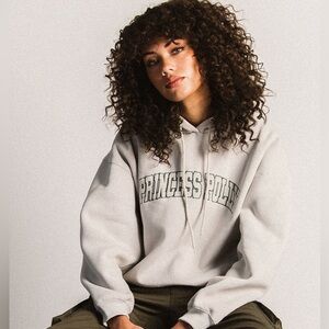 Princess Polly Women’s light gray Hoodie collegiate script